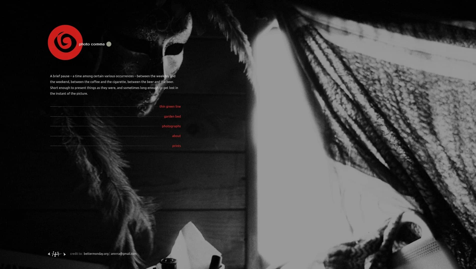 Hero image on Photocomma homepage showing photography in full-screen layout